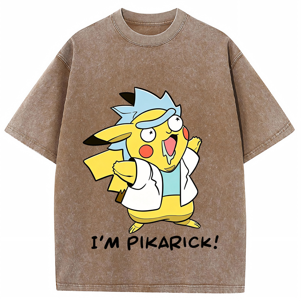 Crossover Meme Pikarick Pikachu‑Rick Fusion Character Cartoon Tee