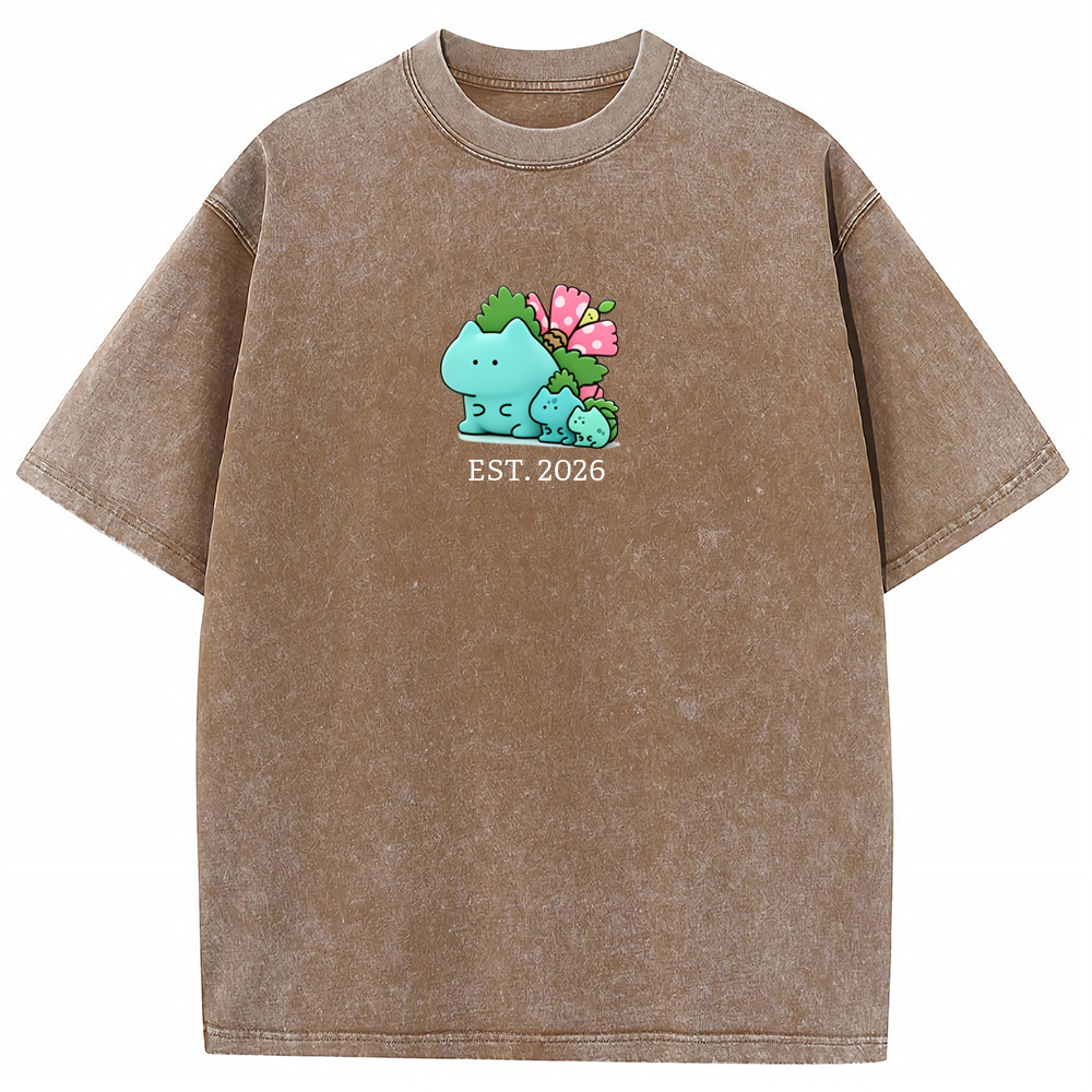Cute Parent & Kid Bulbasaur Vintage Washed T-Shirt