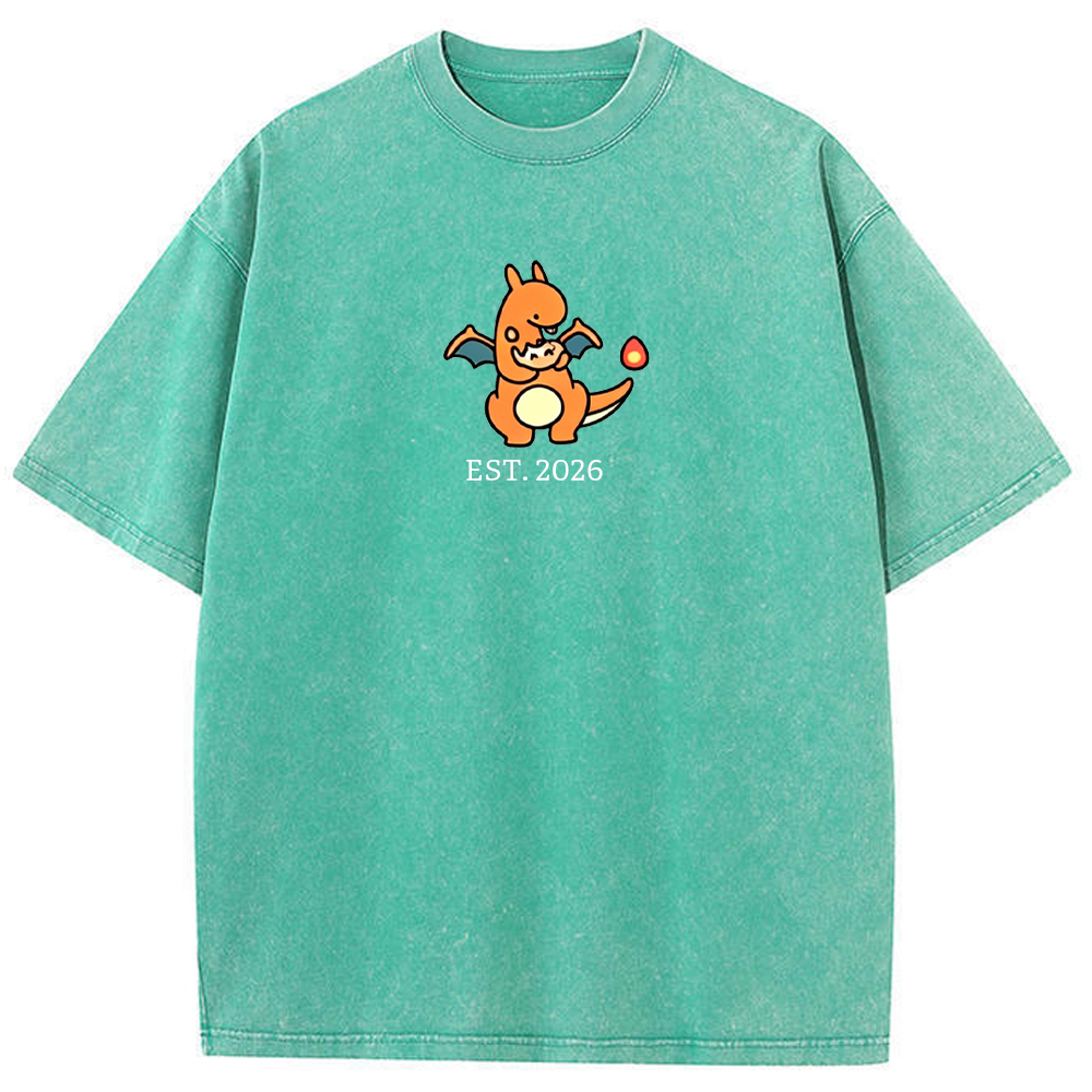 Cute Parent & Kid Charizard Vintage Washed T-Shirt
