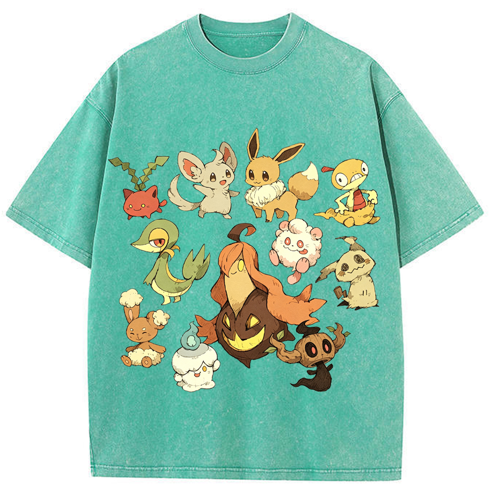 Autumn Pumpkin Pokemon Collection Cartoon Tee | Pokemon Anime
