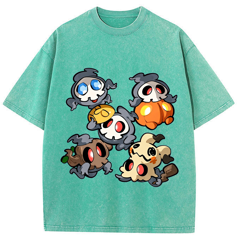 Chibi Halloween Ghost Duskull Evolution Group Cartoon Tee | Pokemon Anime
