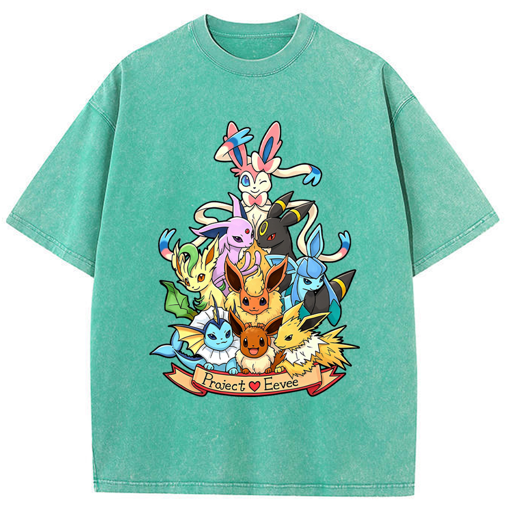 Full Eeveelution Family Eevee Evolution Group Cartoon Tee | Pokemon Anime