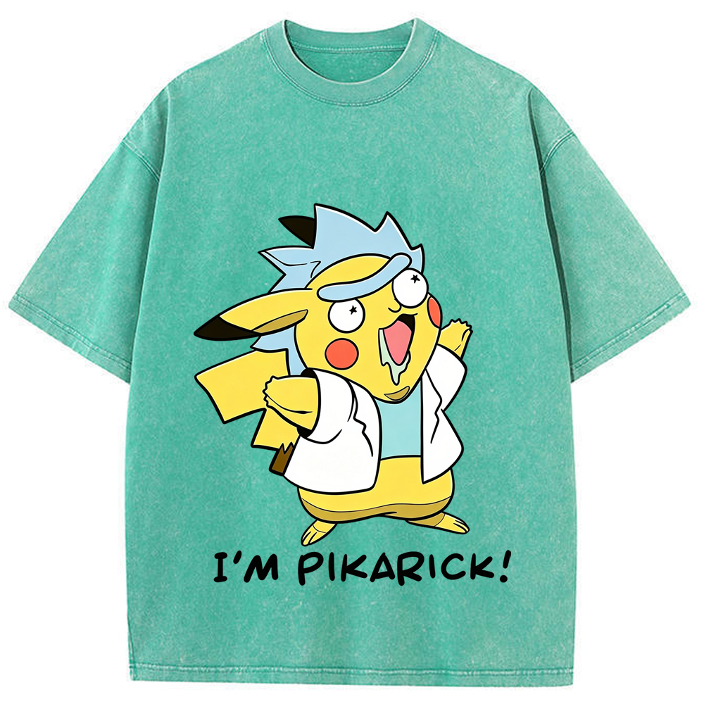 Crossover Meme Pikarick Pikachu‑Rick Fusion Character Cartoon Tee