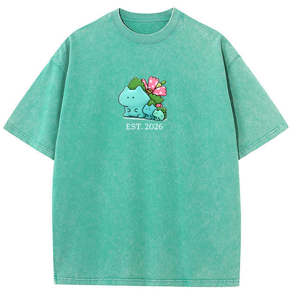 Cute Parent & Kid Bulbasaur Vintage Washed T-Shirt
