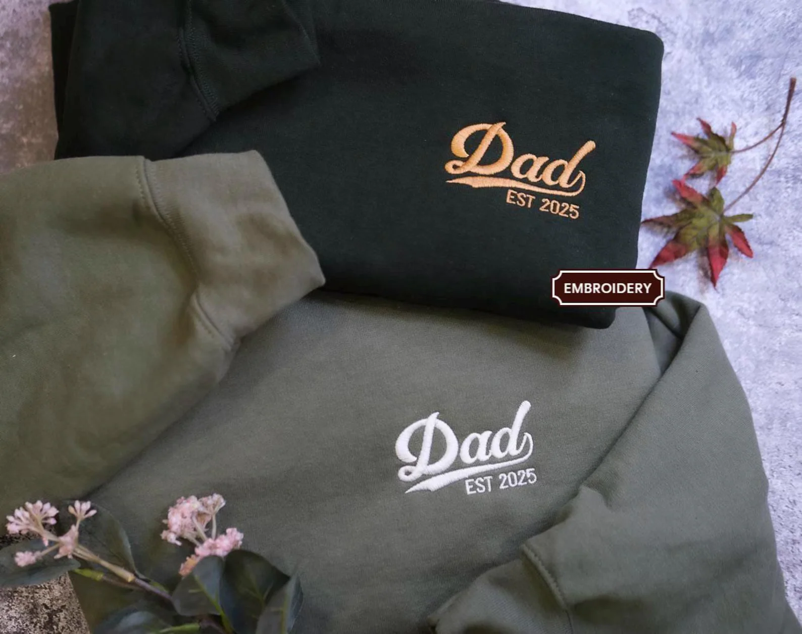 Custom Dad Est Embroidered Shirt, Personalized Father’s Day Gift for Dad