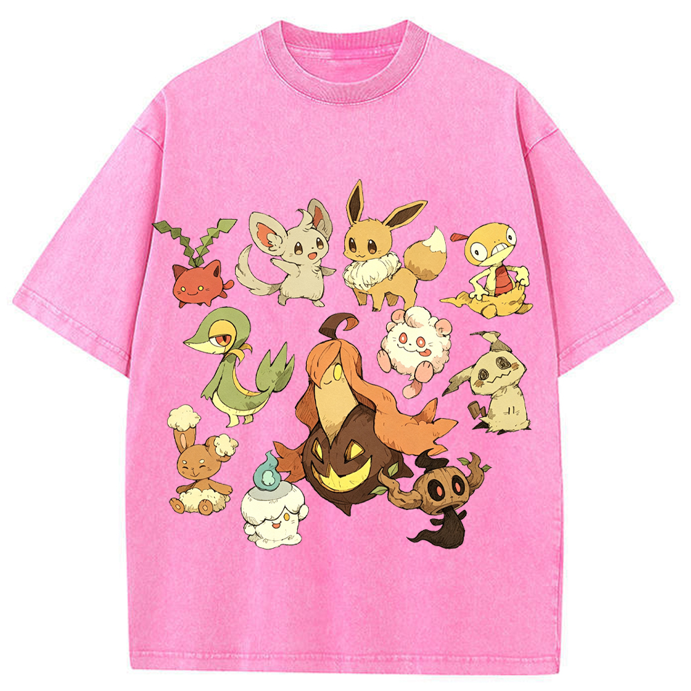 Autumn Pumpkin Pokemon Collection Cartoon Tee | Pokemon Anime