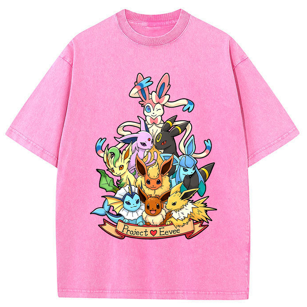 Full Eeveelution Family Eevee Evolution Group Cartoon Tee | Pokemon Anime