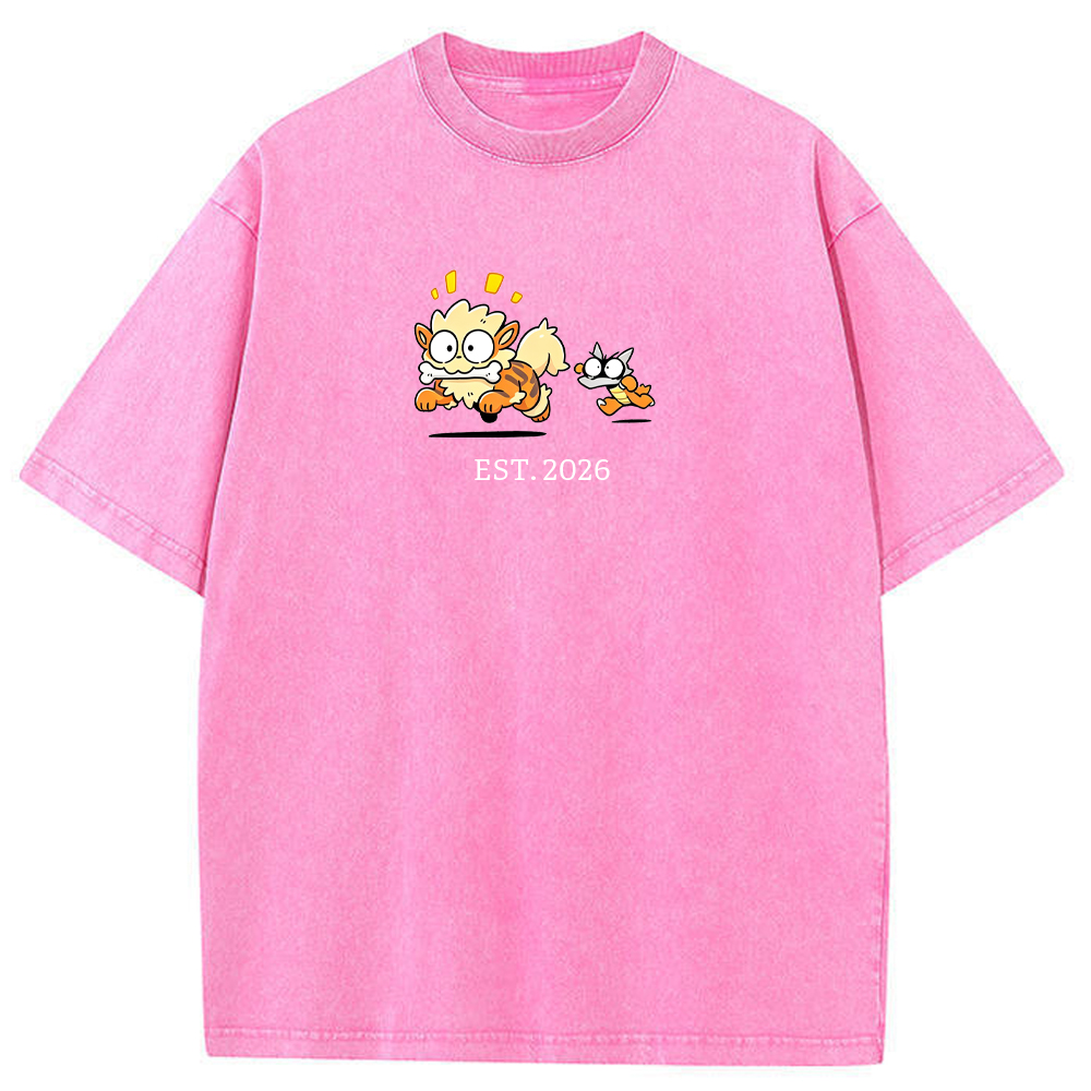 Cute Parent & Kid Arcanine Vintage Washed T‑Shirt