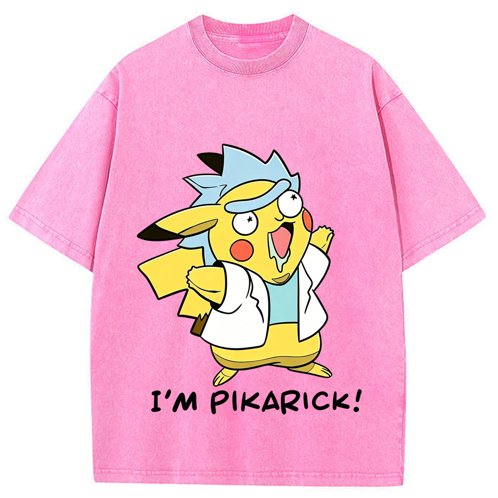 Crossover Meme Pikarick Pikachu‑Rick Fusion Character Cartoon Tee
