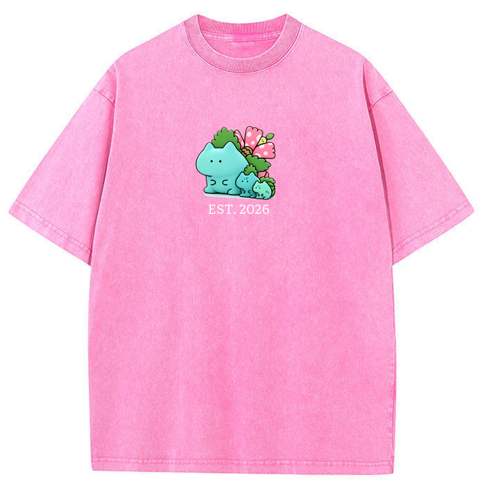 Cute Parent & Kid Bulbasaur Vintage Washed T-Shirt
