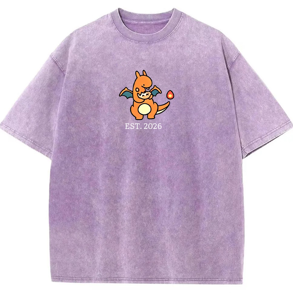 Cute Parent & Kid Charizard Vintage Washed T-Shirt