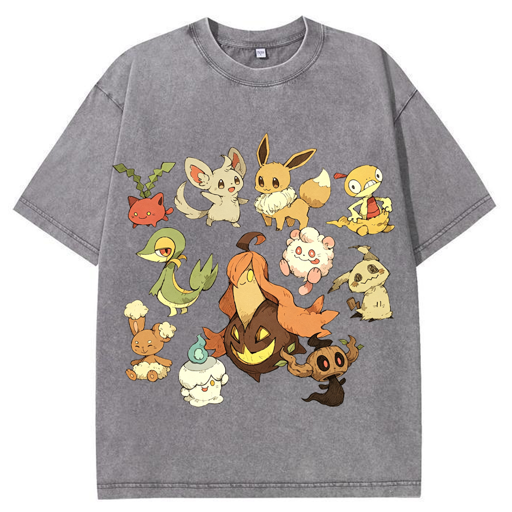 Autumn Pumpkin Pokemon Collection Cartoon Tee | Pokemon Anime