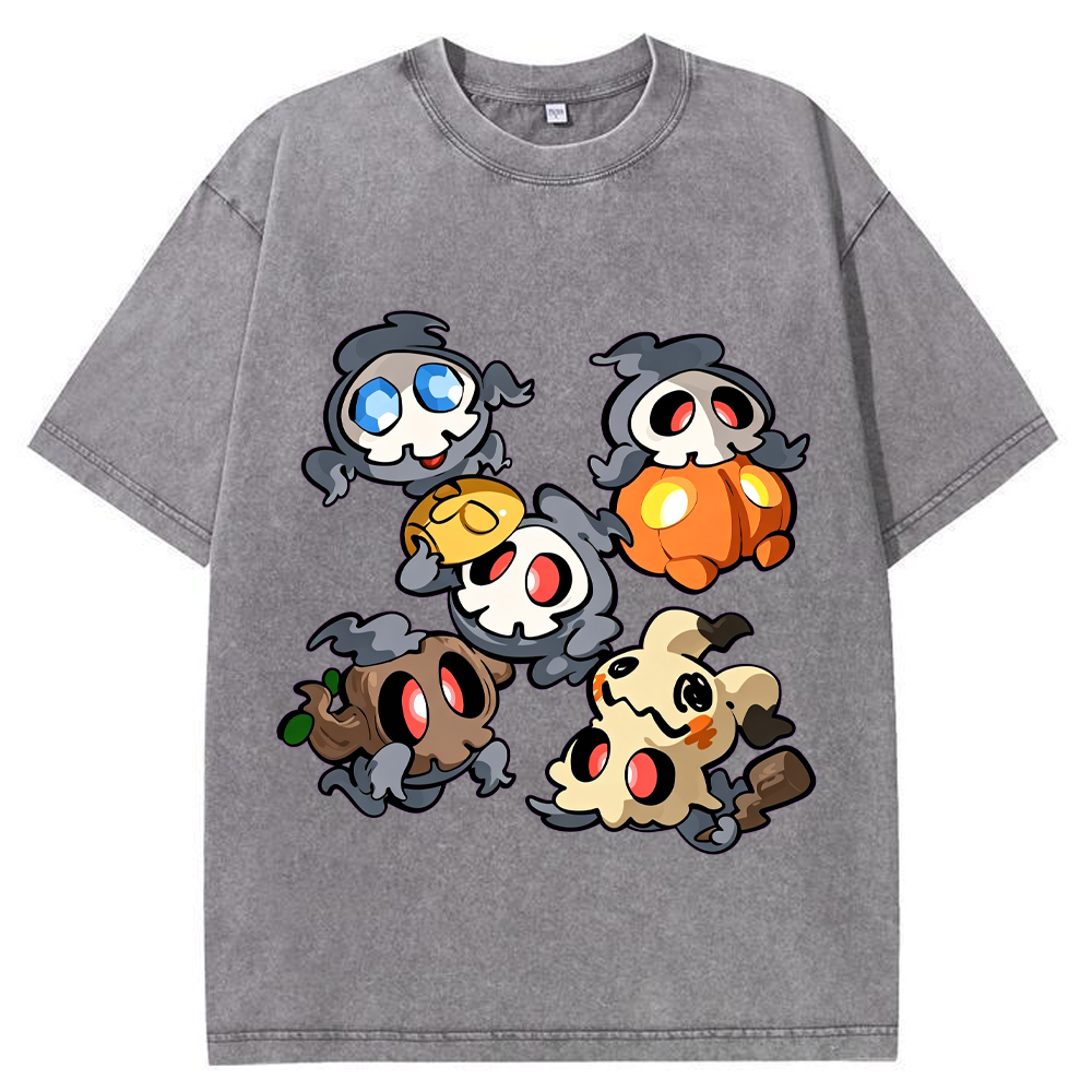 Chibi Halloween Ghost Duskull Evolution Group Cartoon Tee | Pokemon Anime