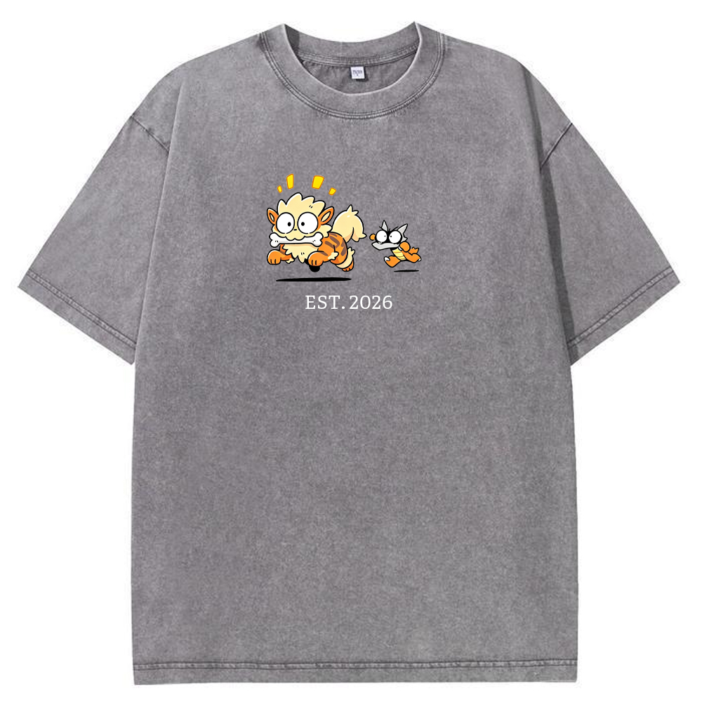 Cute Parent & Kid Arcanine Vintage Washed T‑Shirt