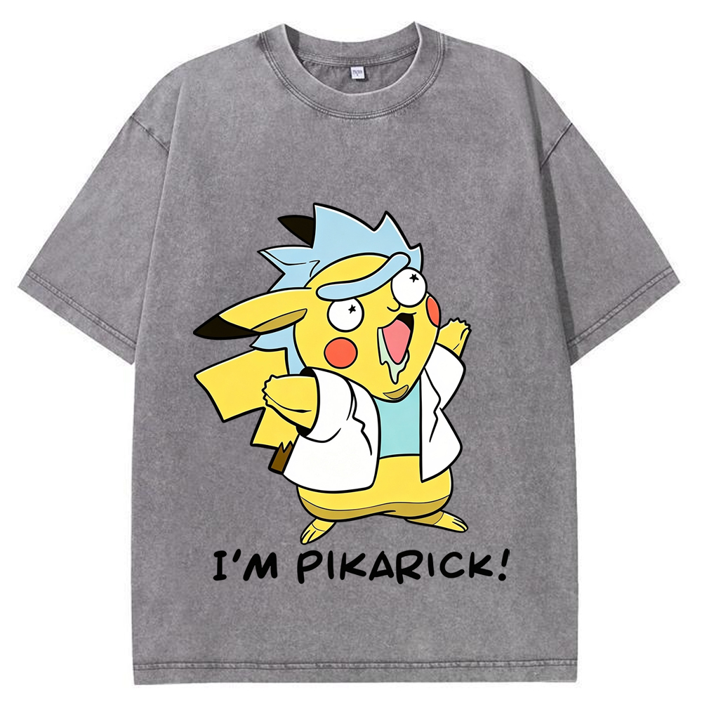 Crossover Meme Pikarick Pikachu‑Rick Fusion Character Cartoon Tee