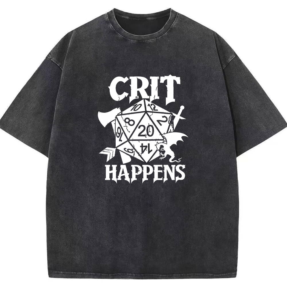DnD Gamer D20 Dice Weapon & Dragon Cracked Dice Art Cartoon Tee