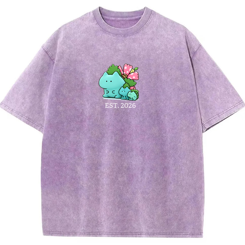 Cute Parent & Kid Bulbasaur Vintage Washed T-Shirt