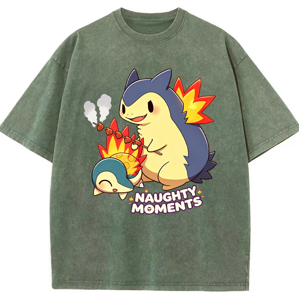Parent & Kid Cyndaquil Family Grilling Skewers Vintage Washed T-Shirt