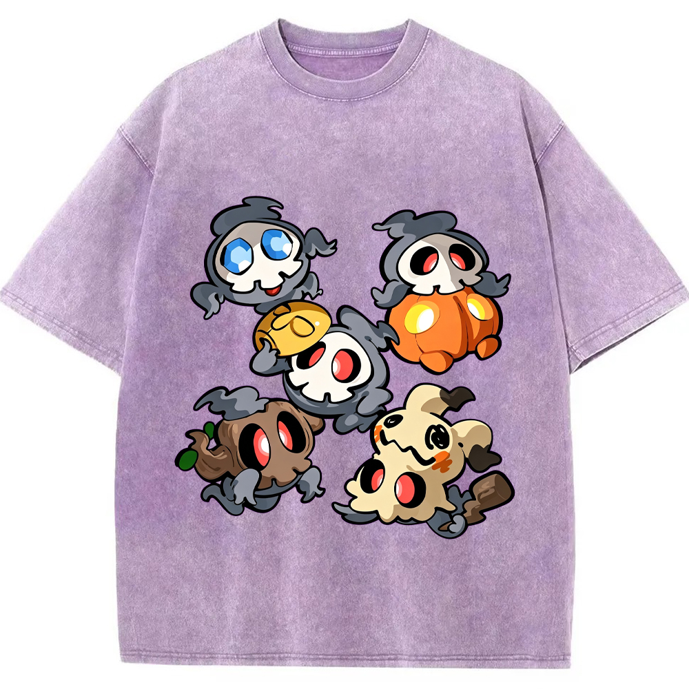 Chibi Halloween Ghost Duskull Evolution Group Cartoon Tee | Pokemon Anime