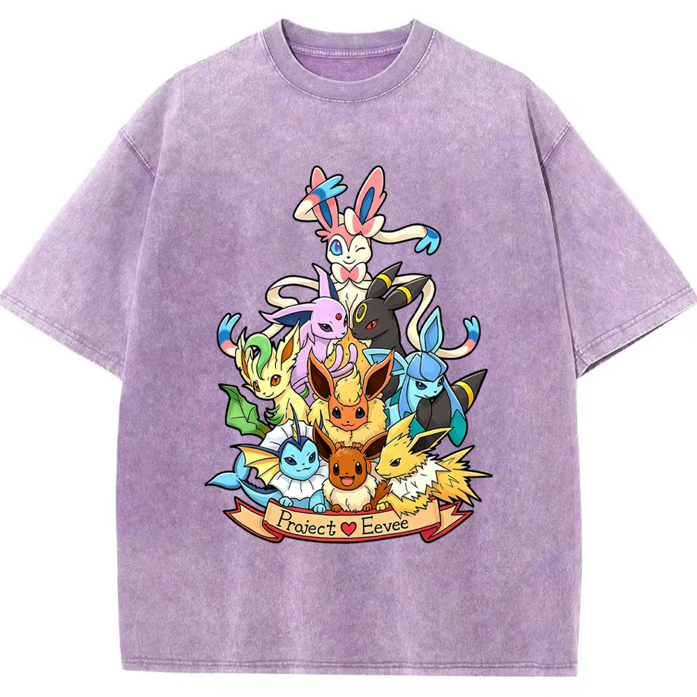 Full Eeveelution Family Eevee Evolution Group Cartoon Tee | Pokemon Anime