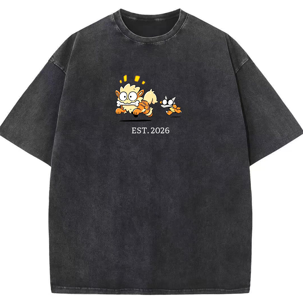 Cute Parent & Kid Arcanine Vintage Washed T‑Shirt