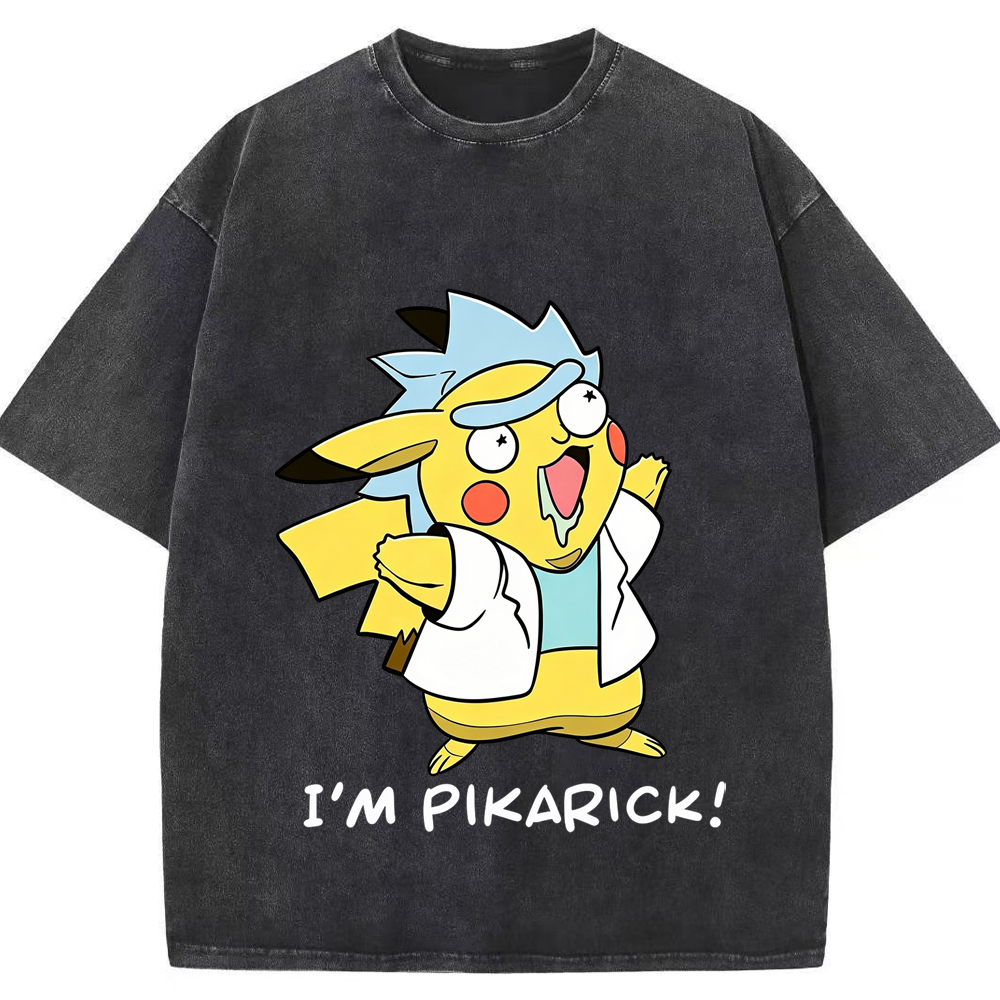 Crossover Meme Pikarick Pikachu‑Rick Fusion Character Cartoon Tee