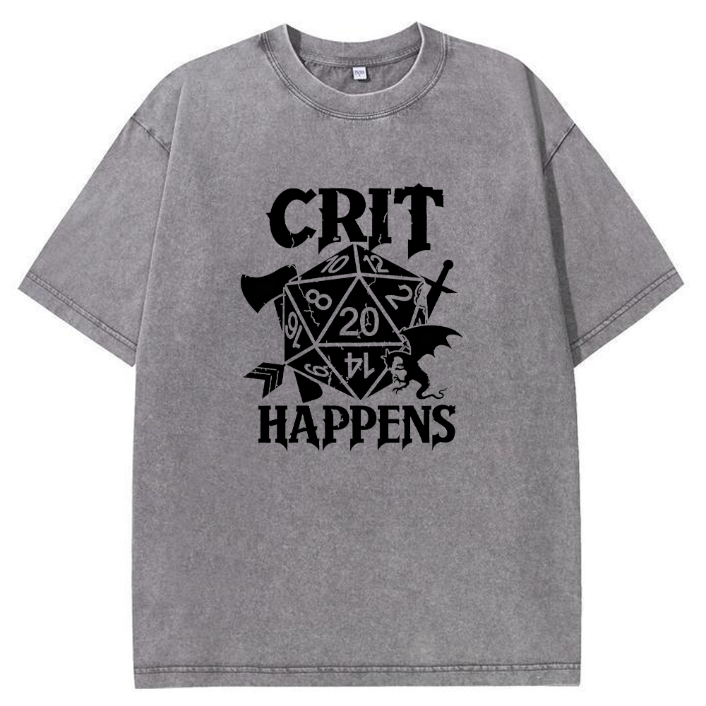DnD Gamer D20 Dice Weapon & Dragon Cracked Dice Art Cartoon Tee