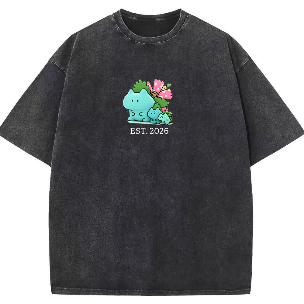Cute Parent & Kid Bulbasaur Vintage Washed T-Shirt