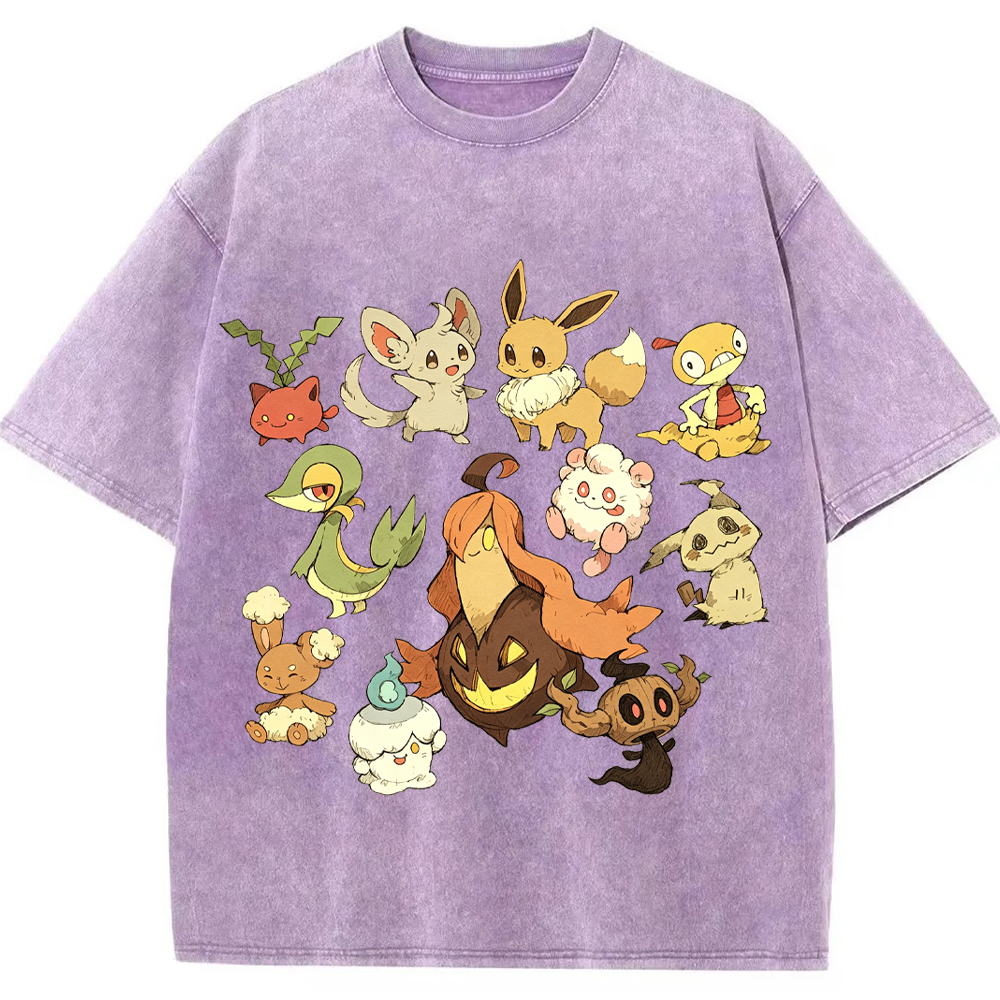 Autumn Pumpkin Pokemon Collection Cartoon Tee | Pokemon Anime
