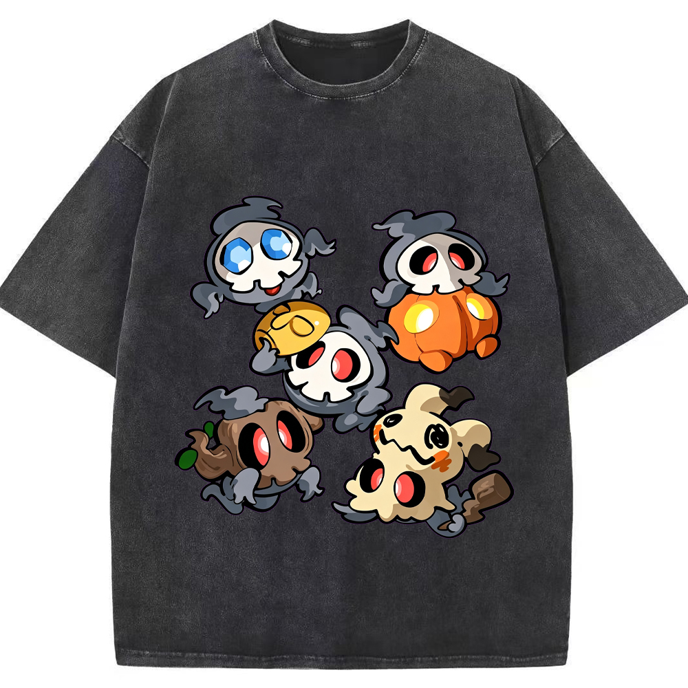 Chibi Halloween Ghost Duskull Evolution Group Cartoon Tee | Pokemon Anime