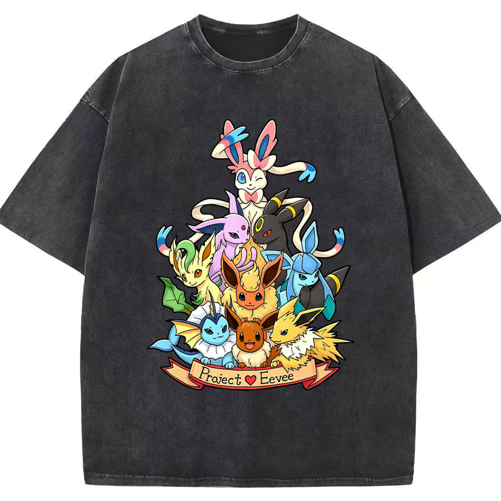Full Eeveelution Family Eevee Evolution Group Cartoon Tee | Pokemon Anime