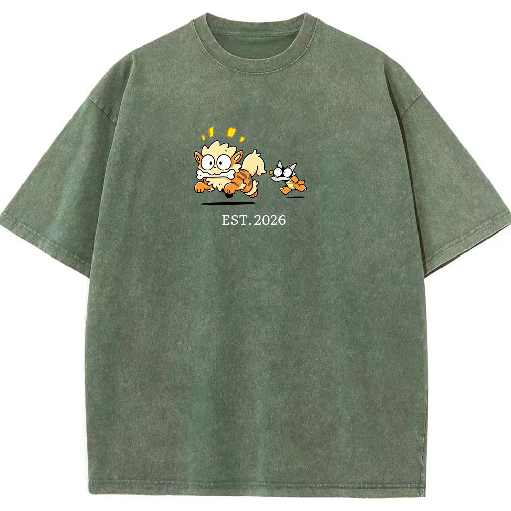 Cute Parent & Kid Arcanine Vintage Washed T‑Shirt
