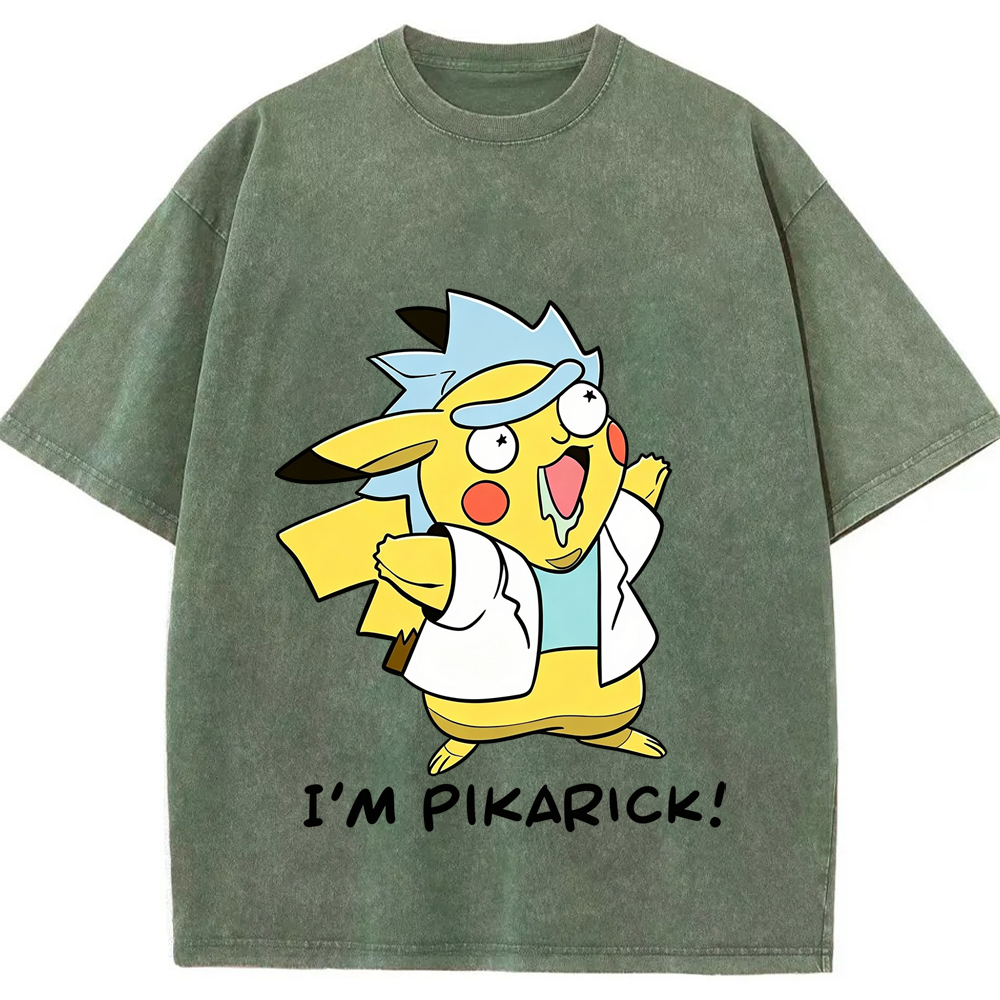 Crossover Meme Pikarick Pikachu‑Rick Fusion Character Cartoon Tee