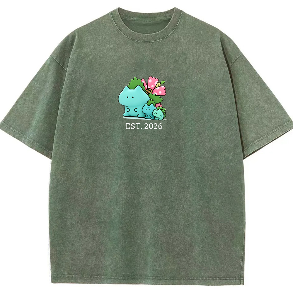 Cute Parent & Kid Bulbasaur Vintage Washed T-Shirt