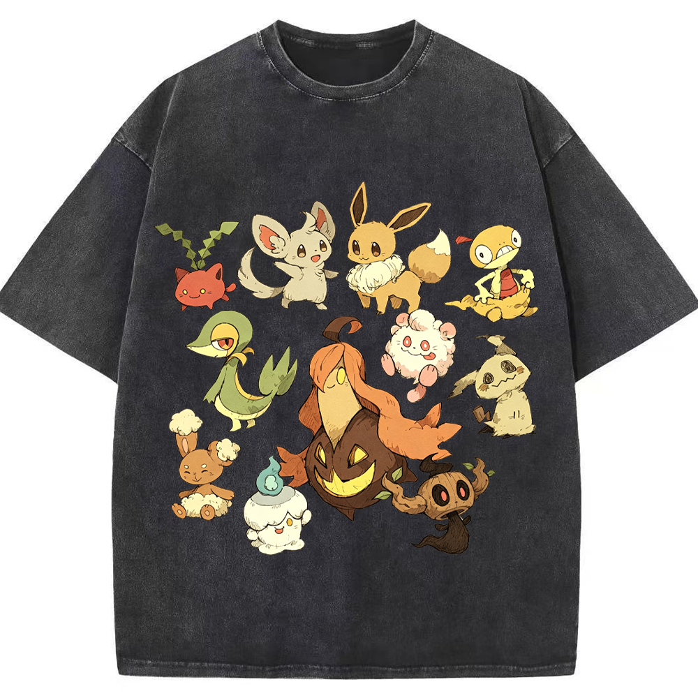 Autumn Pumpkin Pokemon Collection Cartoon Tee | Pokemon Anime