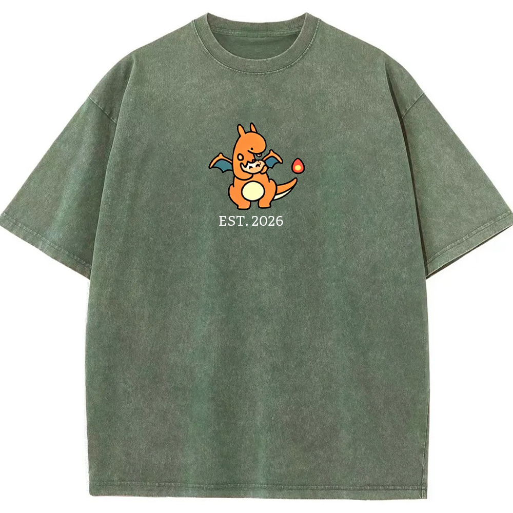 Cute Parent & Kid Charizard Vintage Washed T-Shirt