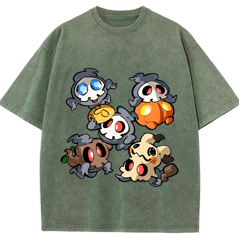 Chibi Halloween Ghost Duskull Evolution Group Cartoon Tee | Pokemon Anime