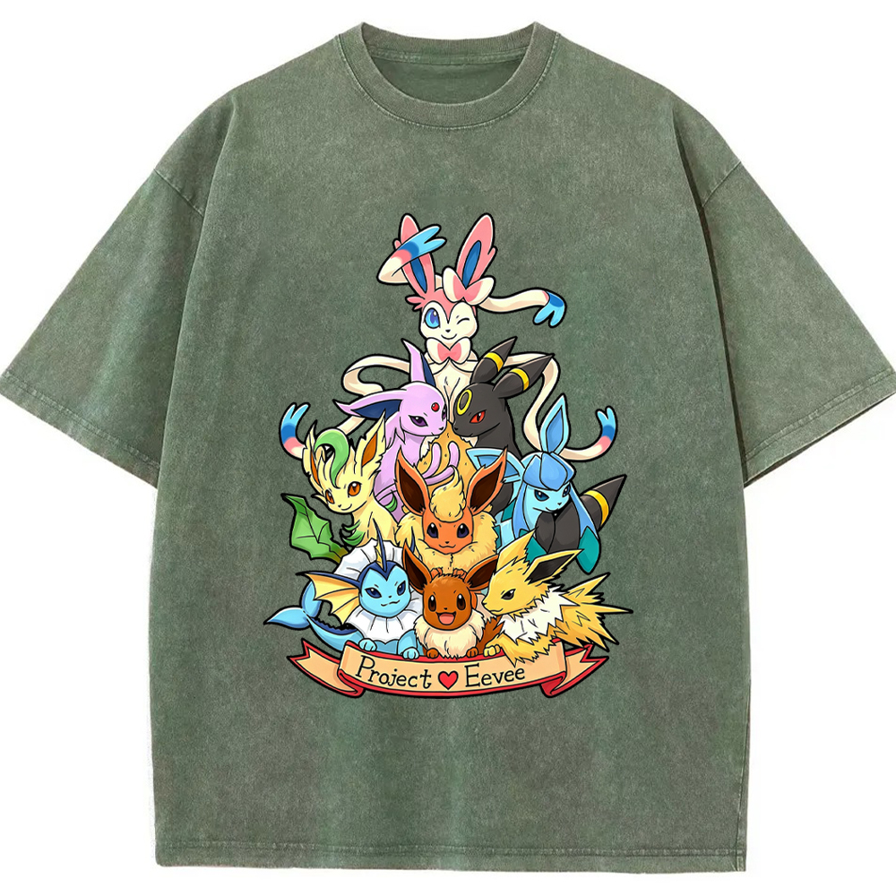 Full Eeveelution Family Eevee Evolution Group Cartoon Tee | Pokemon Anime
