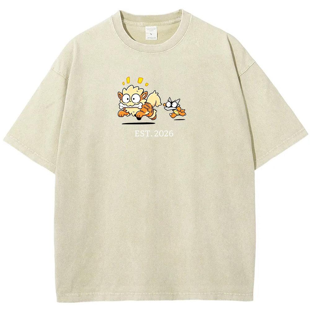Cute Parent & Kid Arcanine Vintage Washed T‑Shirt