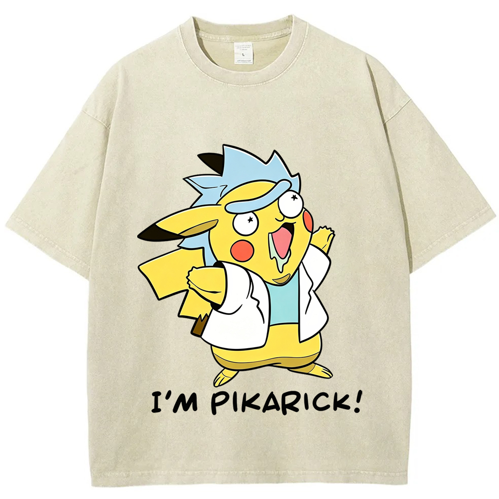 Crossover Meme Pikarick Pikachu‑Rick Fusion Character Cartoon Tee