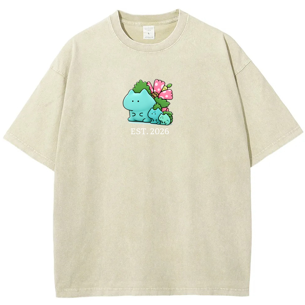 Cute Parent & Kid Bulbasaur Vintage Washed T-Shirt