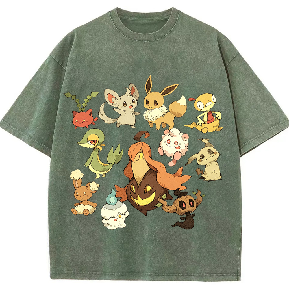 Autumn Pumpkin Pokemon Collection Cartoon Tee | Pokemon Anime