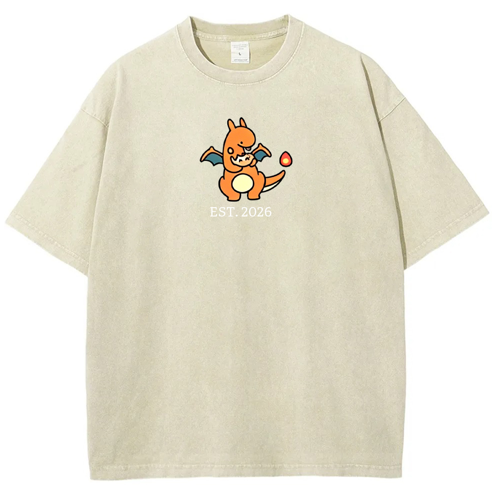 Cute Parent & Kid Charizard Vintage Washed T-Shirt