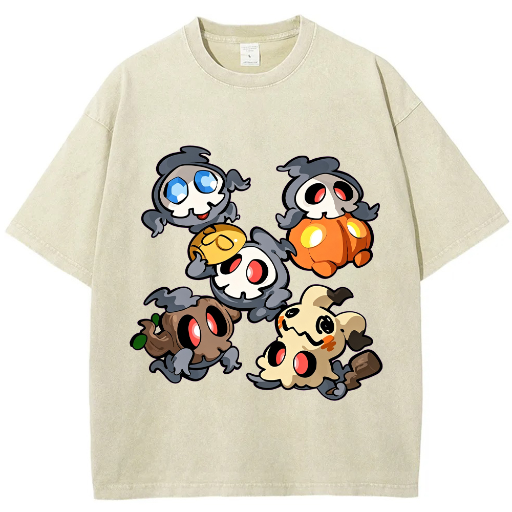 Chibi Halloween Ghost Duskull Evolution Group Cartoon Tee | Pokemon Anime