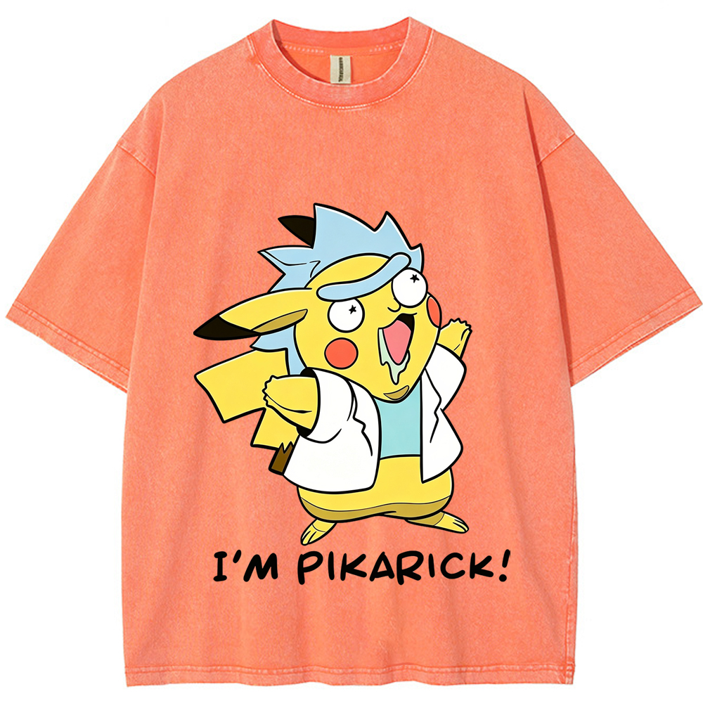 Crossover Meme Pikarick Pikachu‑Rick Fusion Character Cartoon Tee