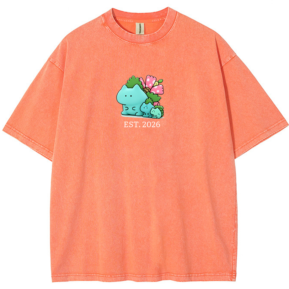 Cute Parent & Kid Bulbasaur Vintage Washed T-Shirt