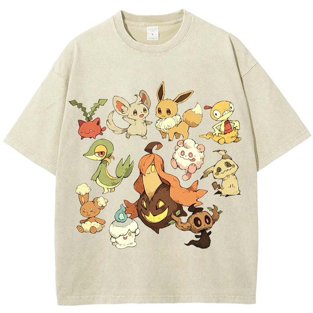Autumn Pumpkin Pokemon Collection Cartoon Tee | Pokemon Anime