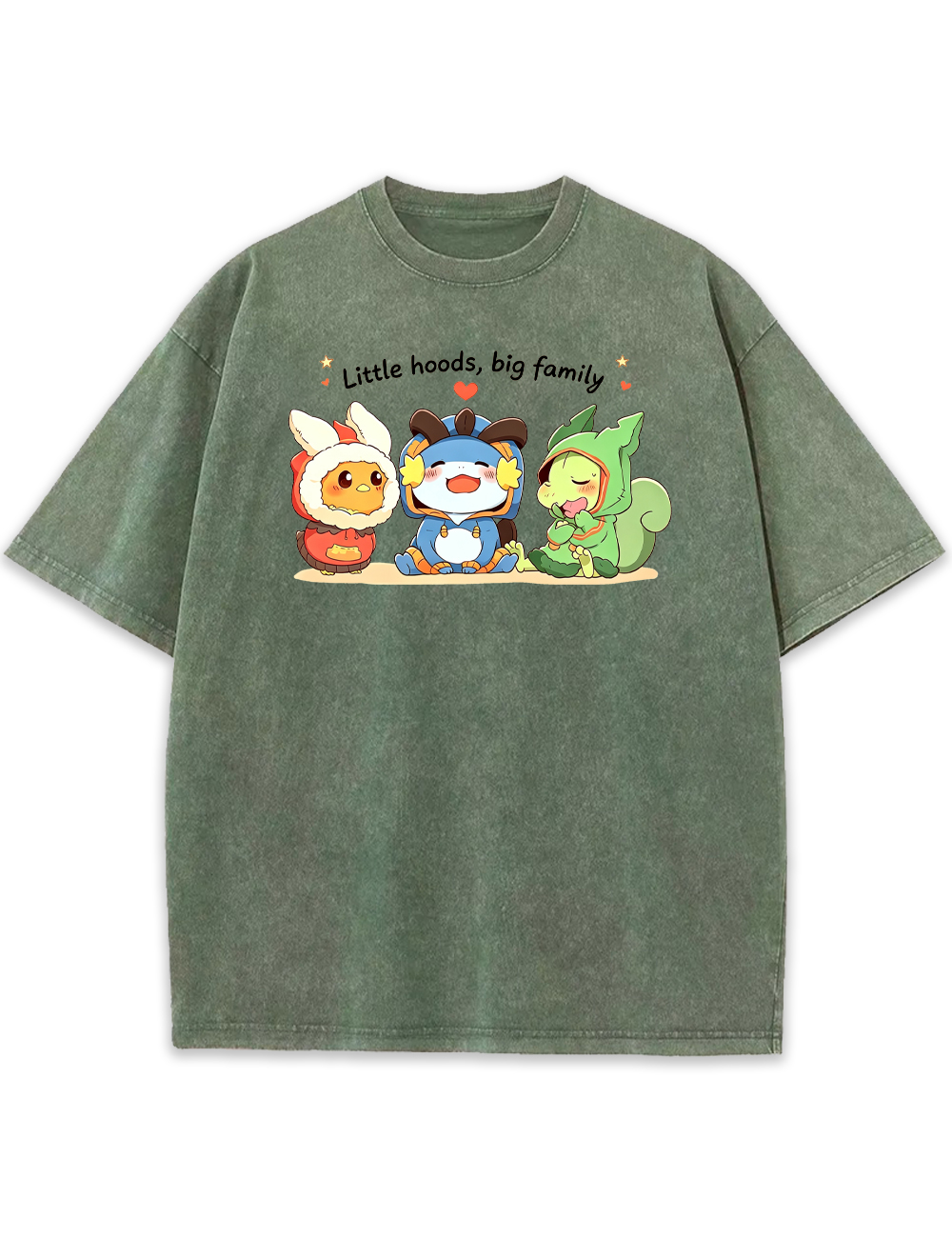 Parent & Kid Blaziken Mudkip Sceptile Hoodie Style Vintage Washed T-Shirt