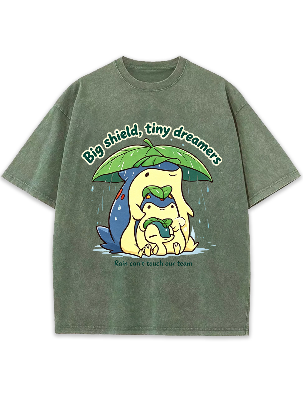 Parent & Kid Meganium Leaf Shelter Family Vintage Washed T-Shirt