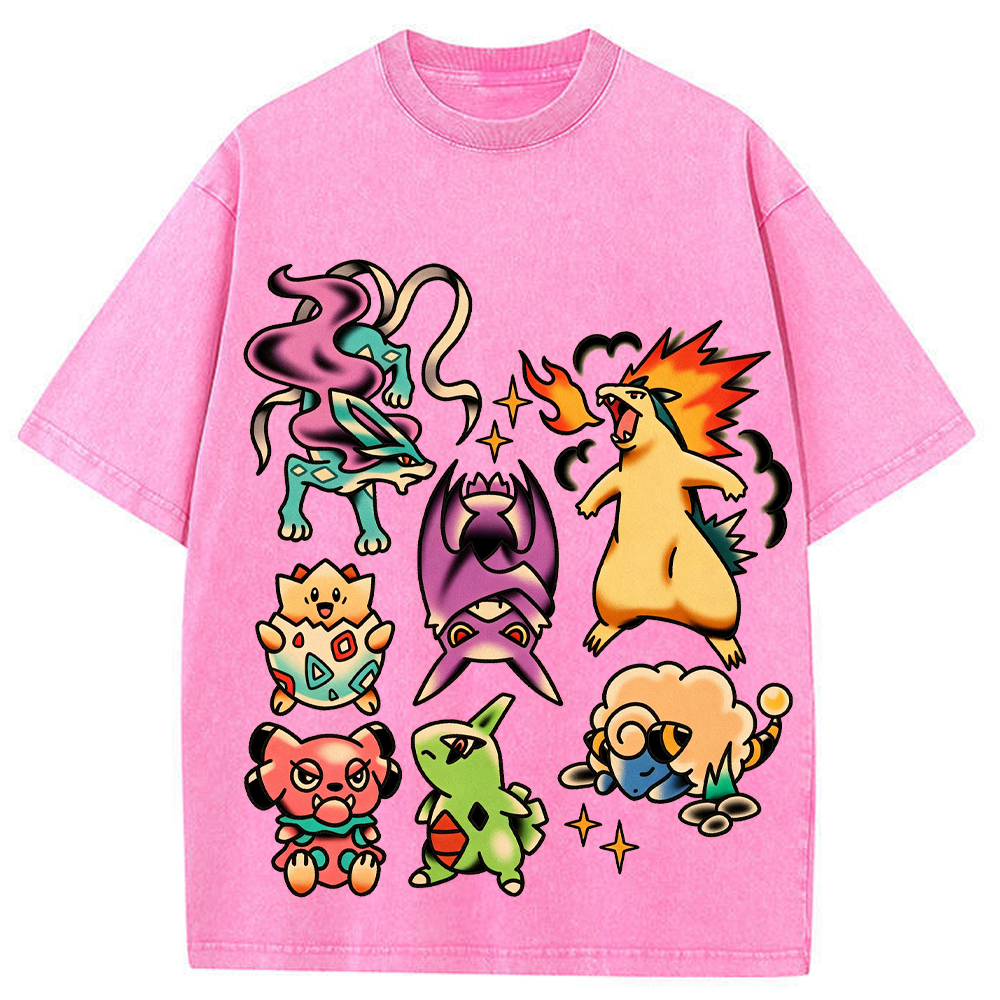 Traditional Tattoo Flash Sheet Pokemon Cartoon Tee | Pokemon Anime